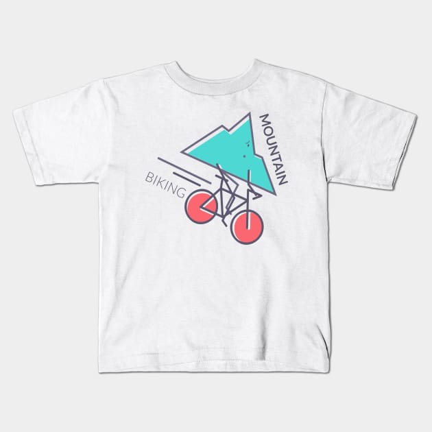 Mountain Biking Kids T-Shirt by eufritz